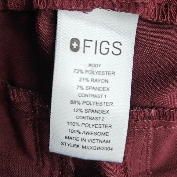 FIGS Burgundy Mens Medium Tansen Jogger Scrub Pants Style MXXSW2004 - Picture 5 of 7